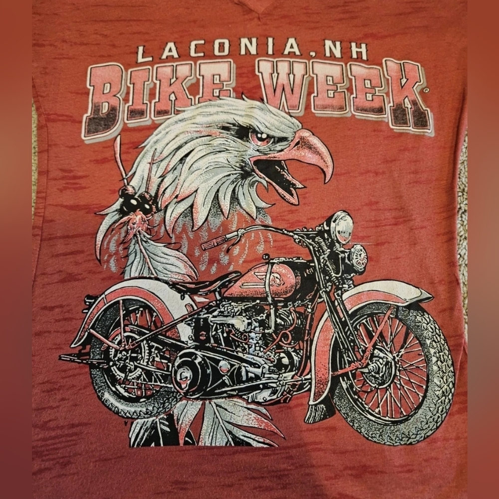 Laconia Bike Week Womens Small Fitted Sexy short sleeve red graphic tee shirt - Picture 2 of 6